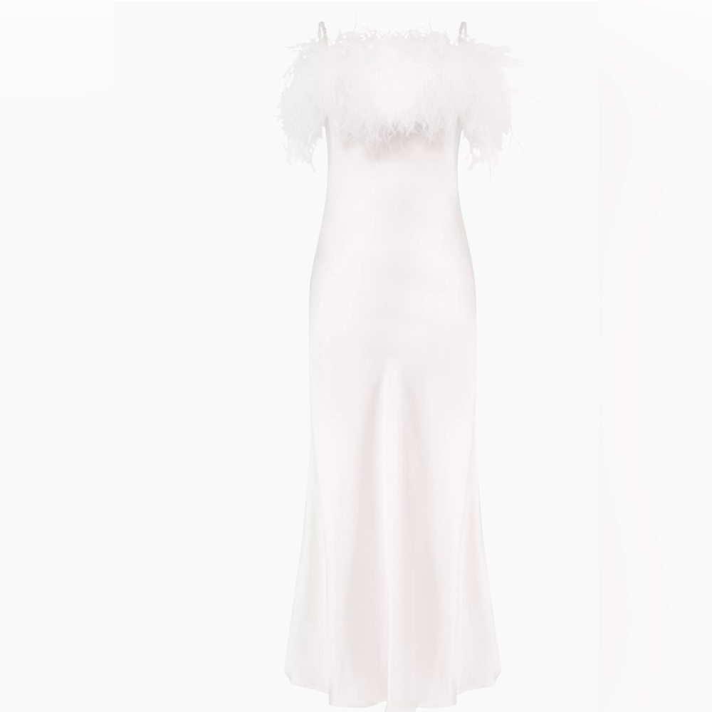 Boheme Ostrich-Feather Embellished Slip Dress